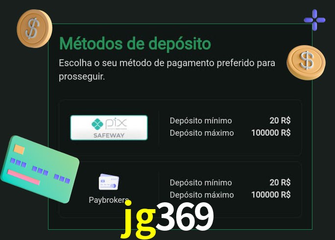 O cassino jg369 oferece uma grande variedade de métodos de pagamento